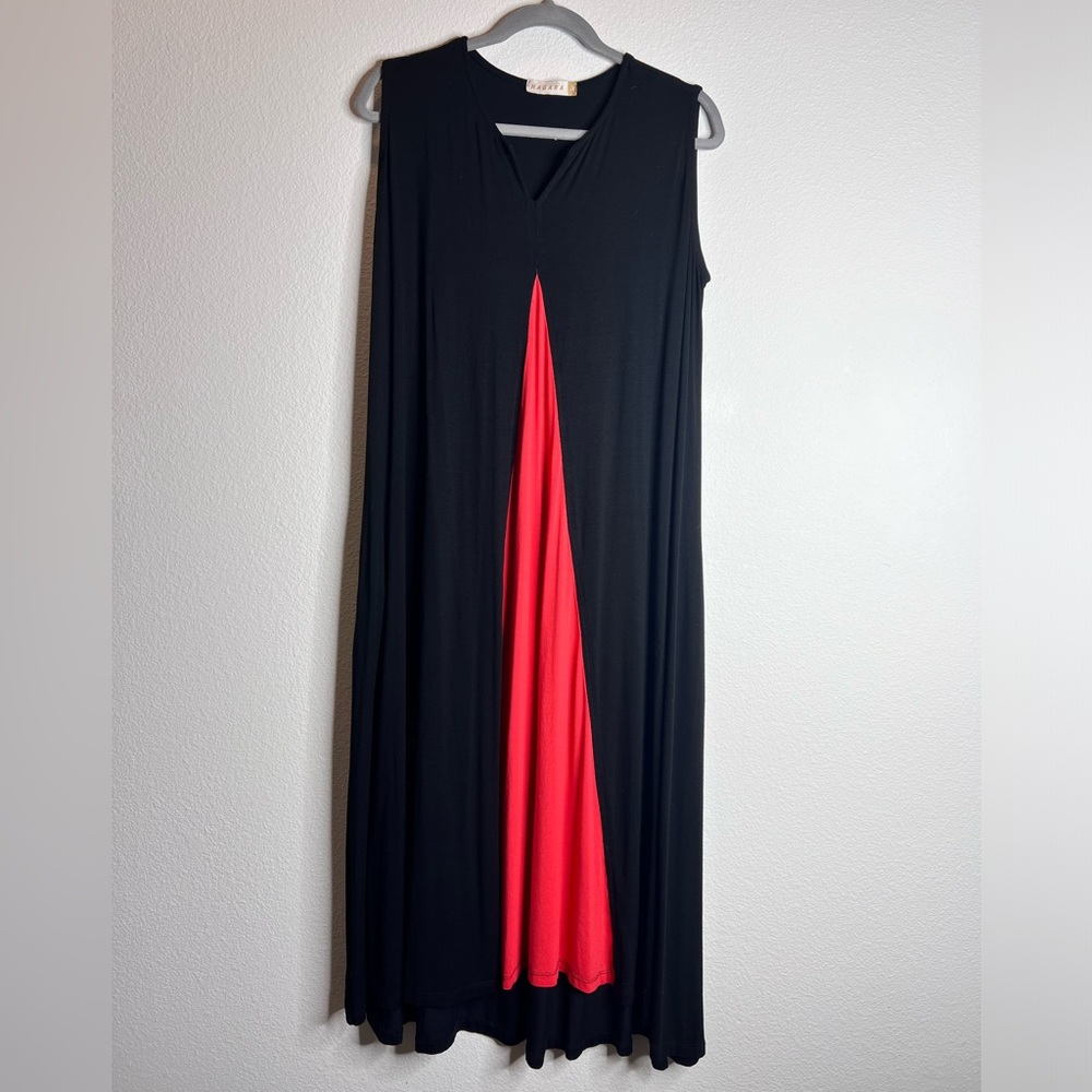 Nagara Women long A-line stretchy Dress cotton blend jersey